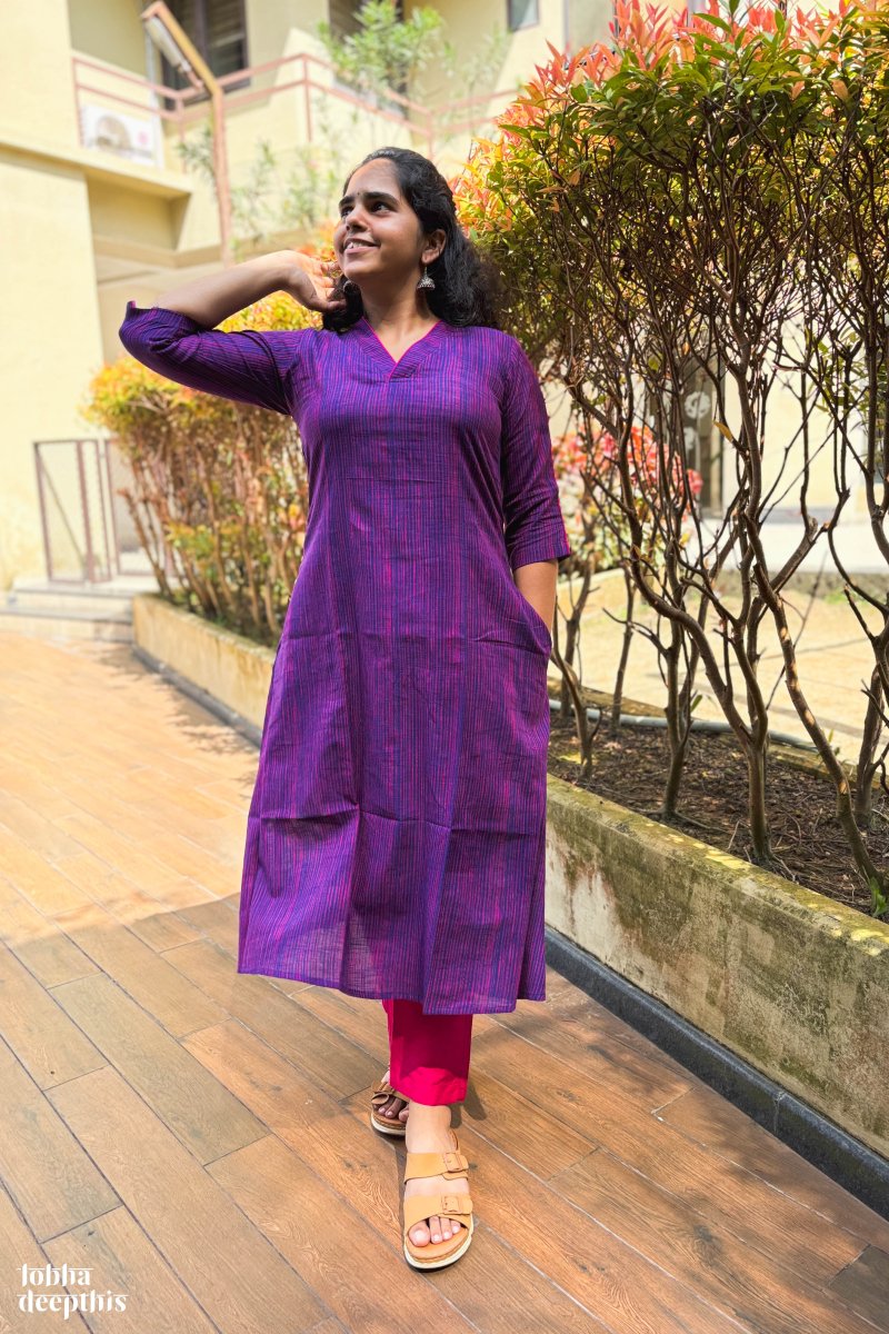 Violet South Cotton Kurta - Lobha Deepthis