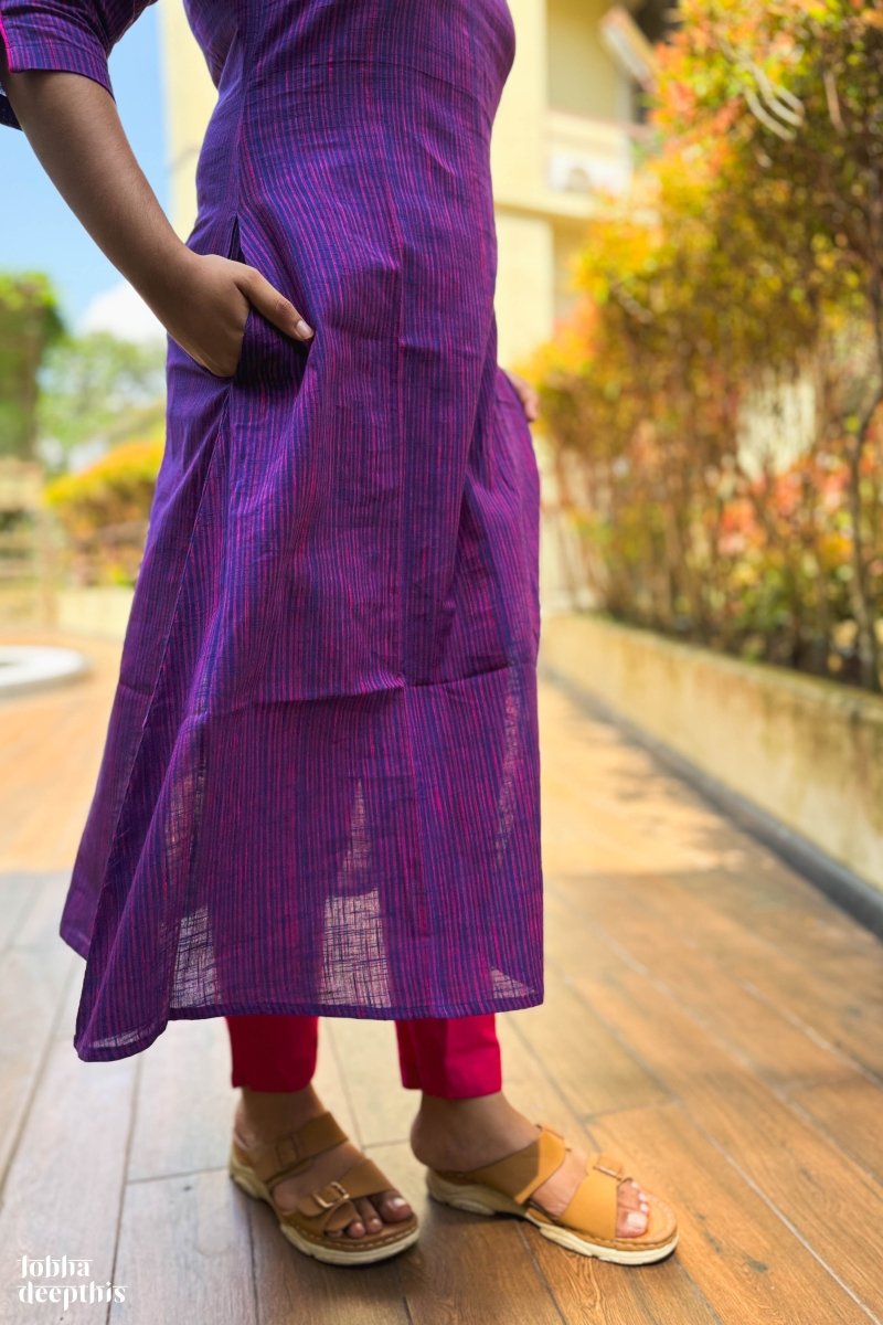 Violet South Cotton Kurta - Lobha Deepthis