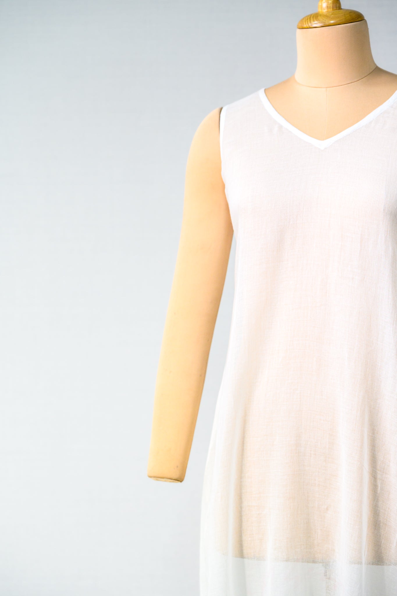 White Mul Cotton V Neck Aline Inner Slip - Lobha Deepthis