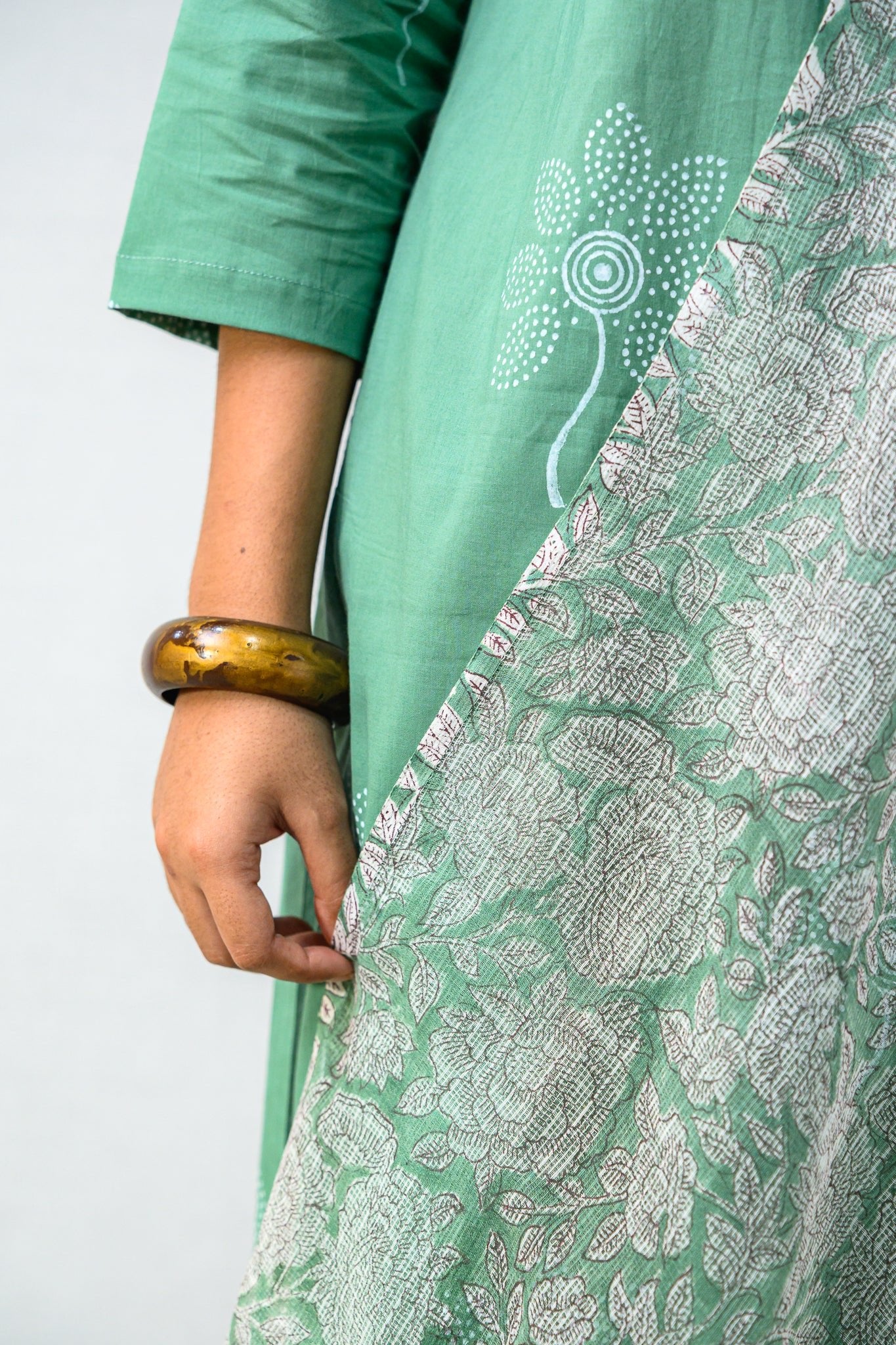 Willow Green Sanganeri Kota Doria Dupatta - Lobha Deepthis