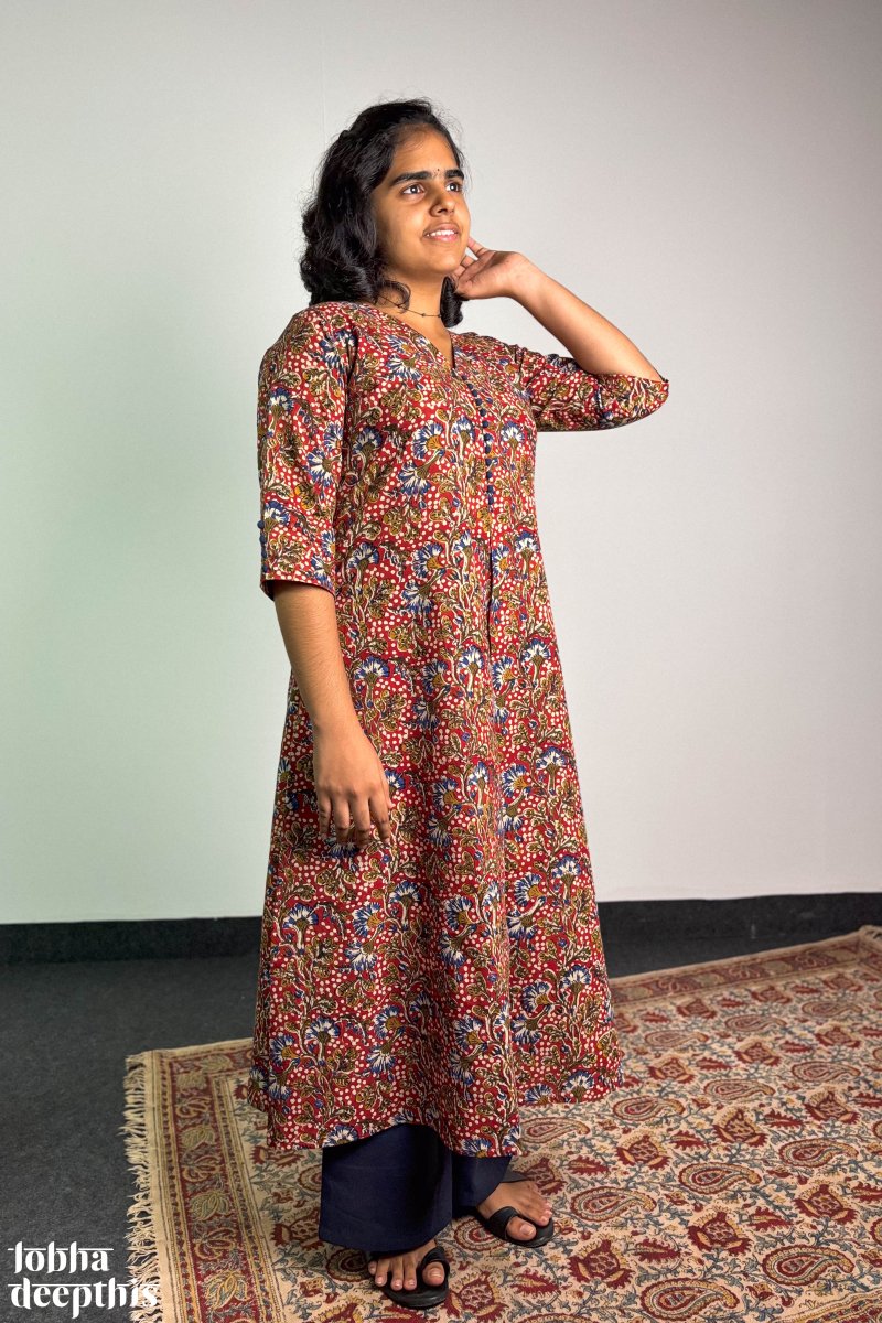 Winter Canopy Bagru Aline Kurta - Lobha Deepthis