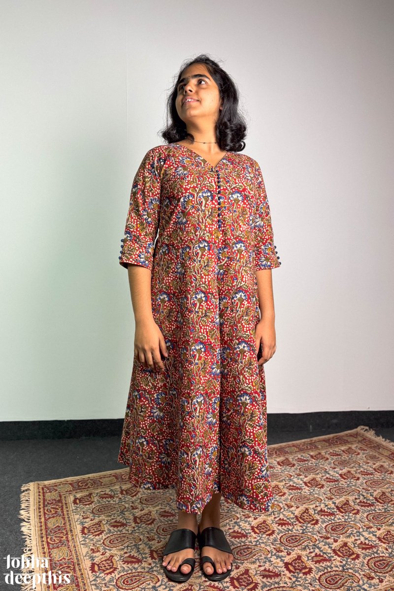 Winter Canopy Bagru Aline Kurta - Lobha Deepthis