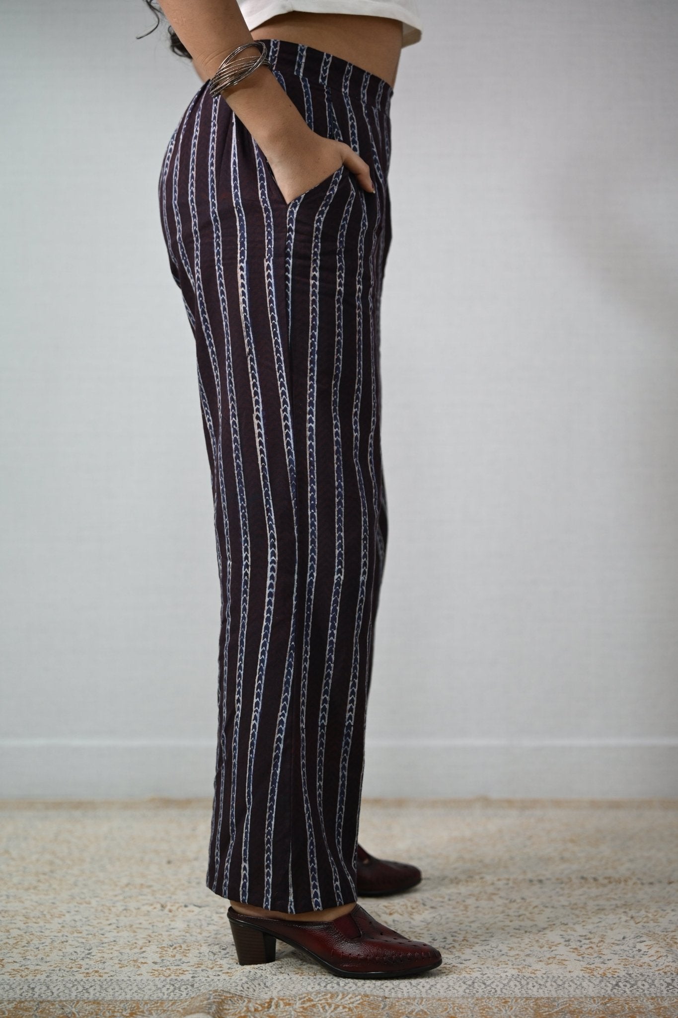 Zeraya Coffee Ajrakh Parallel Pants - Lobha Deepthis