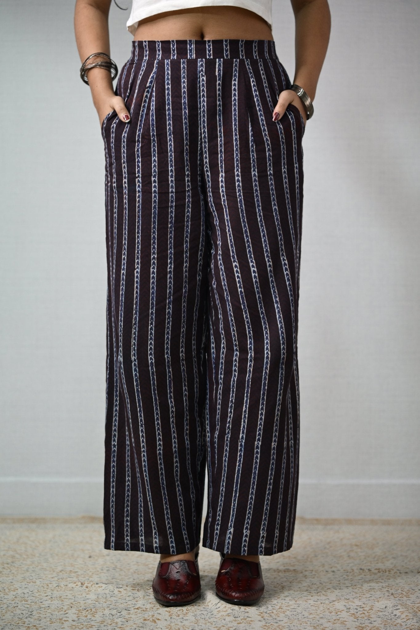 Zeraya Coffee Ajrakh Parallel Pants - Lobha Deepthis
