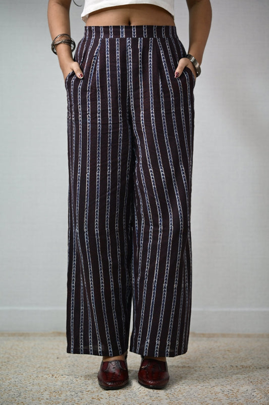 Zeraya Coffee Ajrakh Parallel Pants - Lobha Deepthis