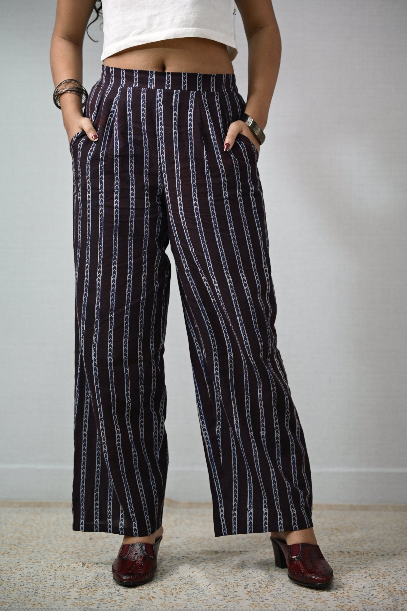 Zeraya Coffee Ajrakh Parallel Pants - Lobha Deepthis