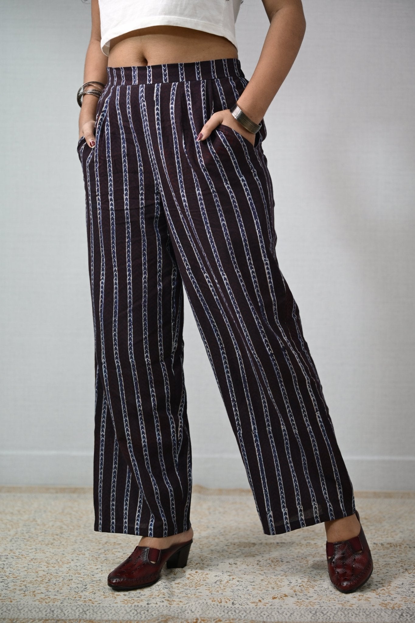 Zeraya Coffee Ajrakh Parallel Pants - Lobha Deepthis