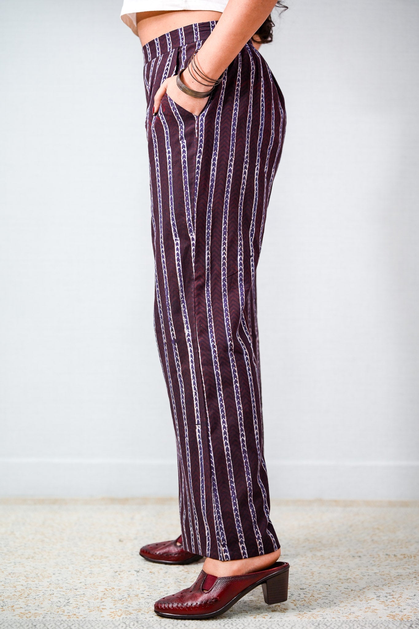 Zeraya Coffee Ajrakh Parallel Pants - Lobha Deepthis