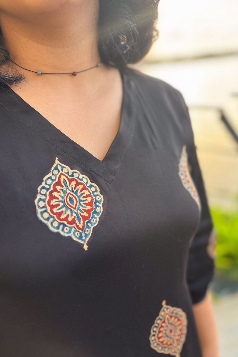 Zinaya Modal Ajrakh Dress - Lobha Deepthis