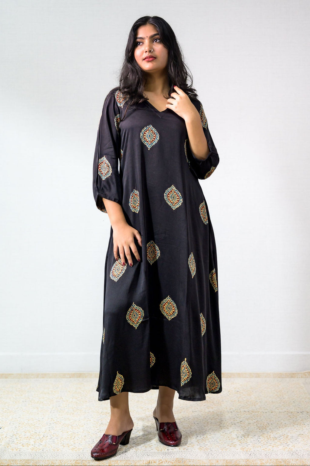 Zinaya Modal Ajrakh Dress - Lobha Deepthis