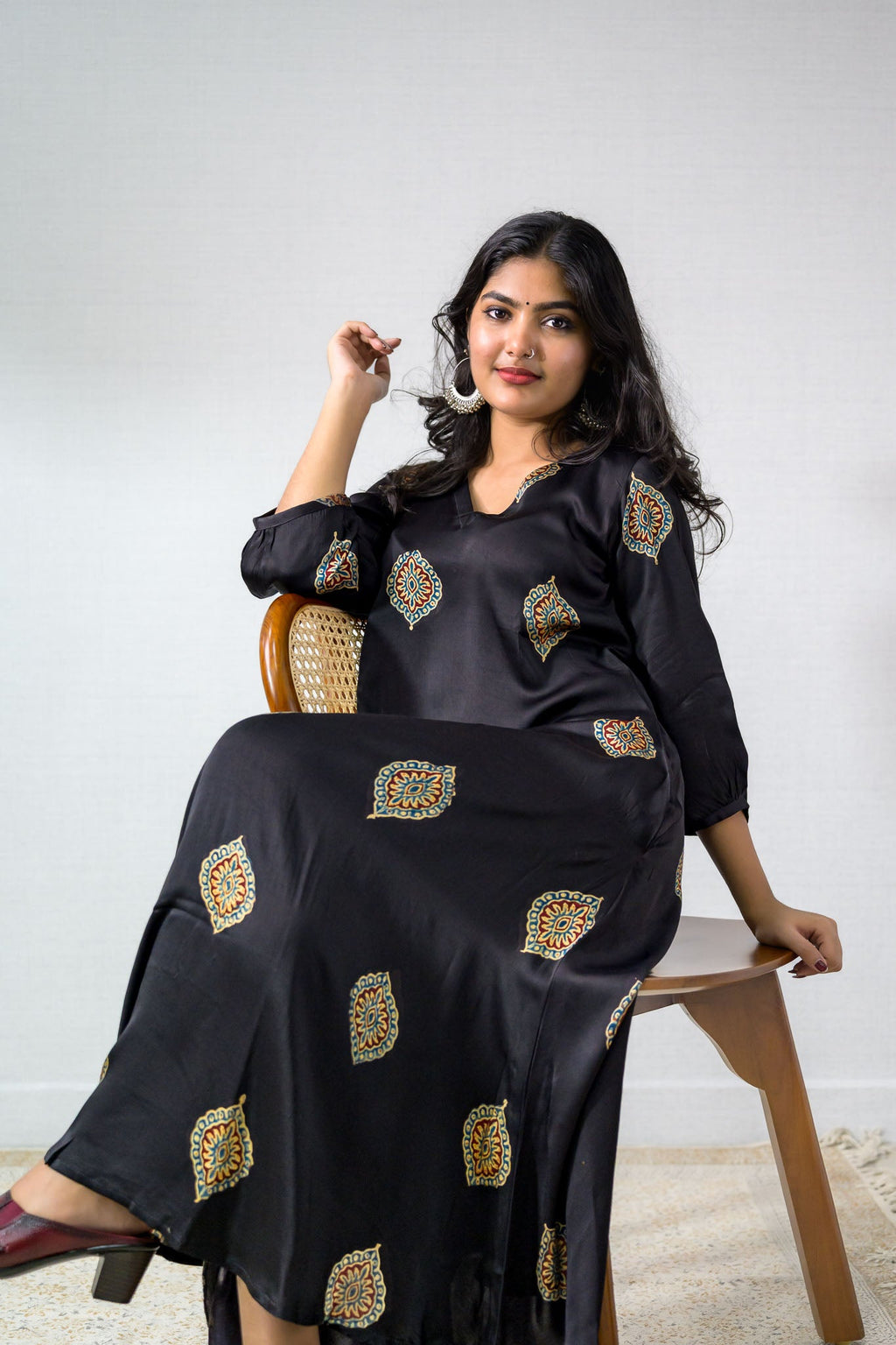 Zinaya Modal Ajrakh Dress - Lobha Deepthis