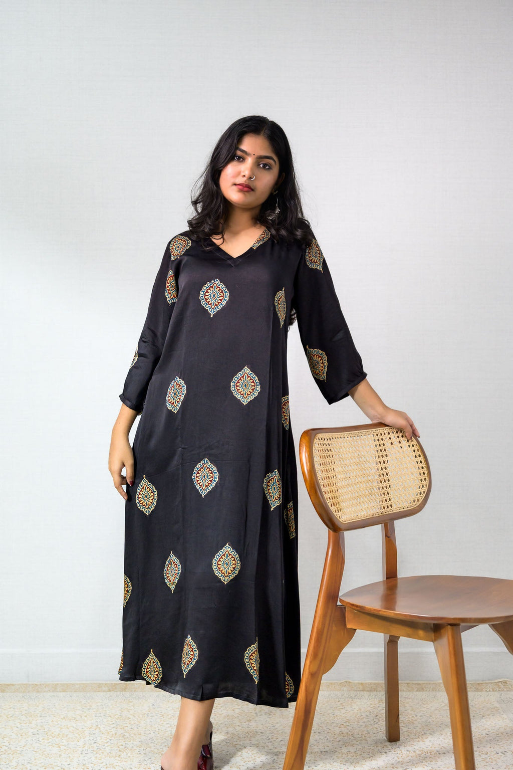 Zinaya Modal Ajrakh Dress - Lobha Deepthis