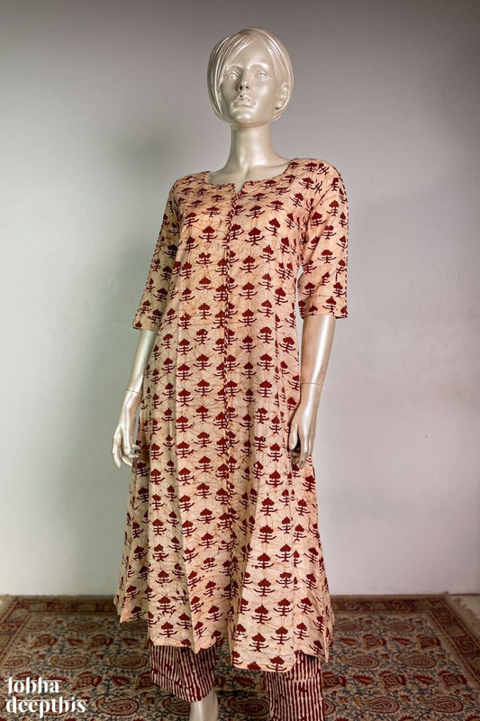 Coffee Batik Aline Co-ord Set - Lobha Deepthis