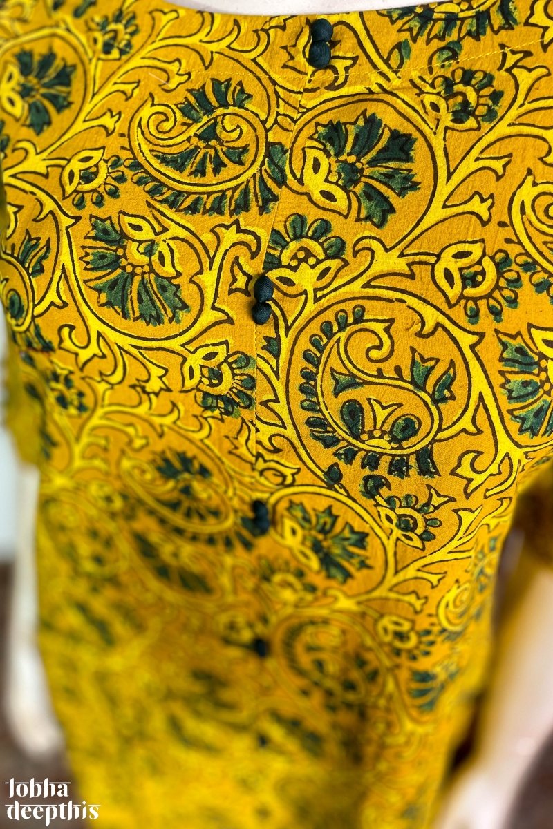 Floral Vines on Turmeric Aline Kurta - Lobha Deepthis