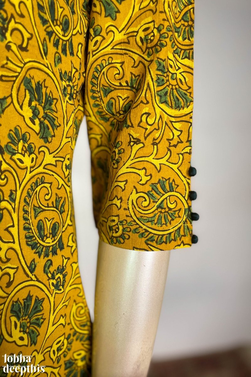 Floral Vines on Turmeric Aline Kurta - Lobha Deepthis