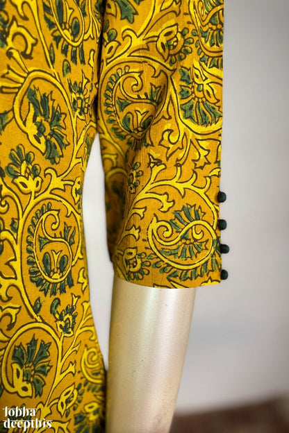 Floral Vines on Turmeric Aline Kurta - Lobha Deepthis