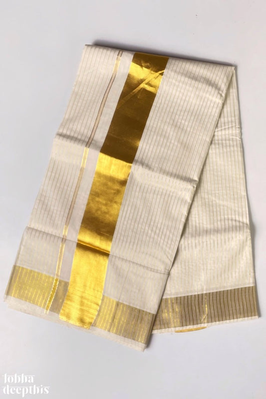 Golden Tissue Lines Set Saree - Lobha Deepthis