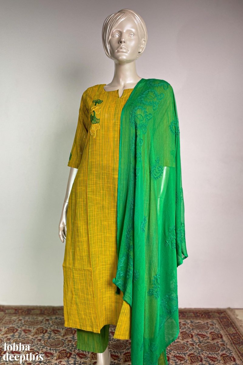 Yellow and green combination on sale kurtis