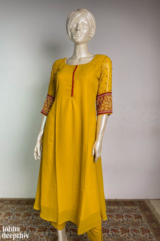 Harvest Gold Haldi Special Aline Kurta Set - Lobha Deepthis