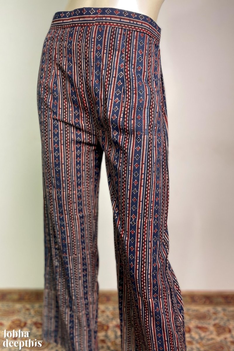 Red Cotton MulMul Elasticated Parallel Pant with drawstings and pockets