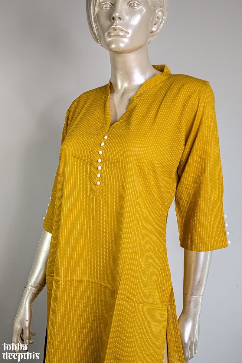 Baby Blue Kantha Collar Kurta