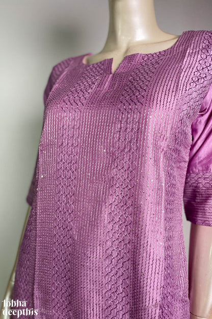 Lavender Chanderi Straight Kurta - Lobha Deepthis