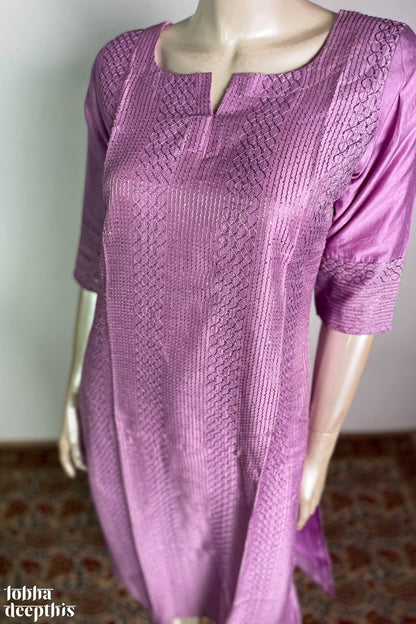 Lavender Chanderi Straight Kurta - Lobha Deepthis