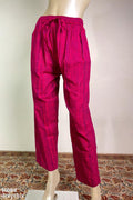 Magenta South Cotton Straight Pants - Lobha Deepthis