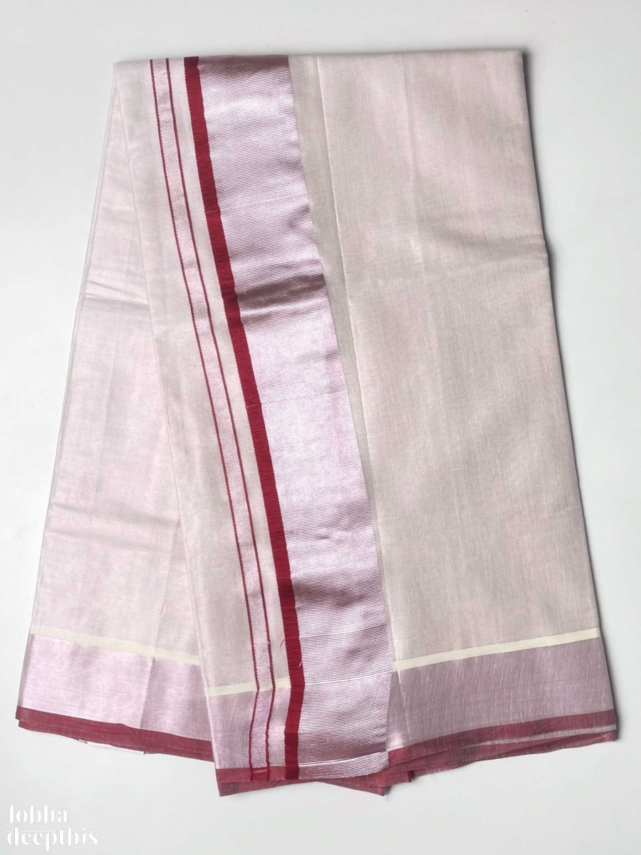 Maroon Border Onam Set Saree - Lobha Deepthis