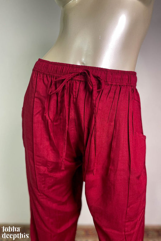 Red Slub Silk Pencil Pants – Lobha Deepthis