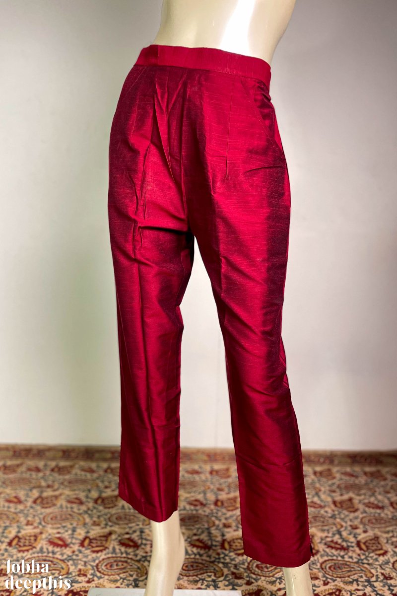CIGARETTE PANT / FORMAL PANT /SOLID COMBO PANT/STRAIGHT FIT PANTS/OFFICE  PANTS/BLACK AND MAROON COMBO
