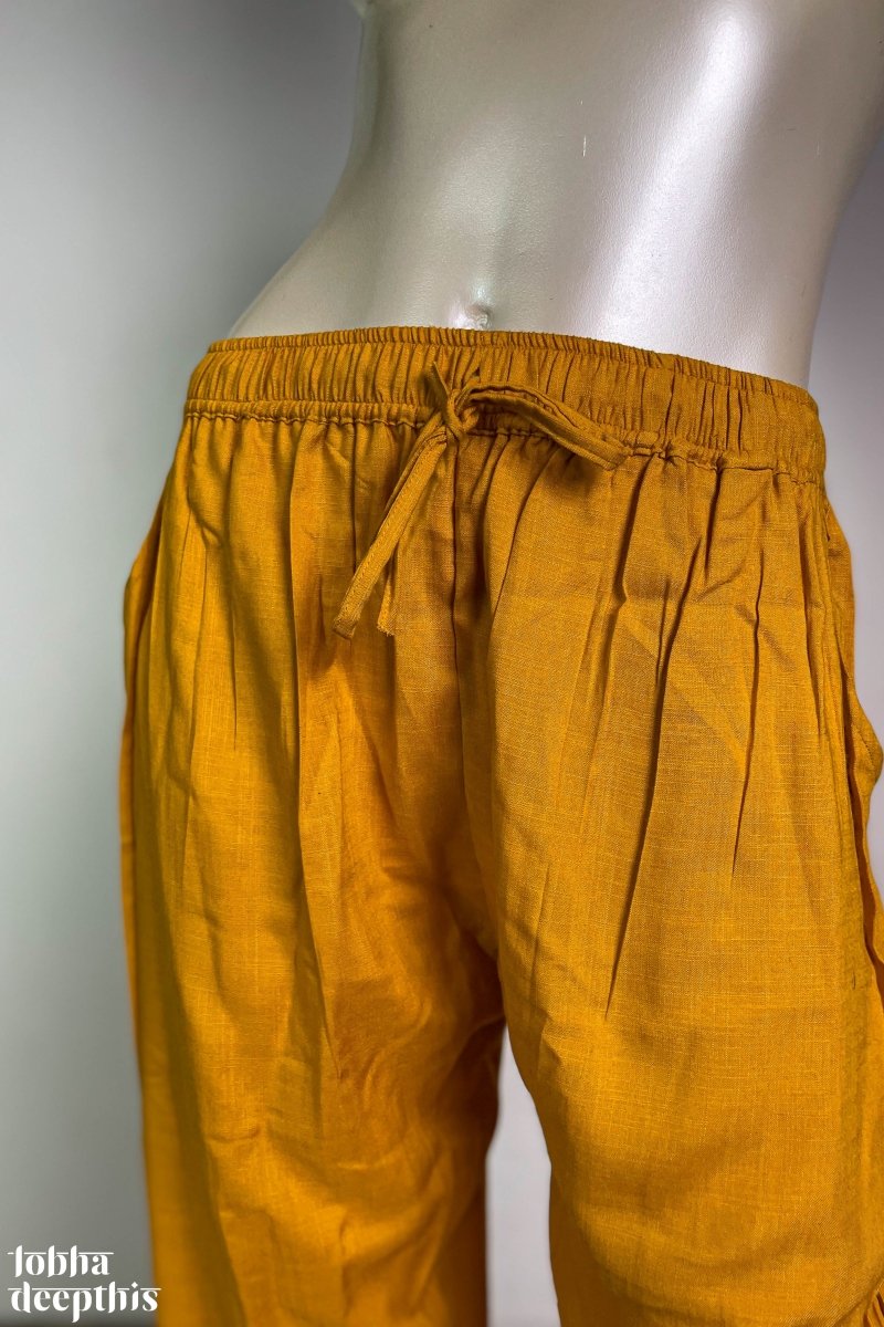 Buy Golden Ankle Length Pant Taffeta Silk Block Print Shorts for