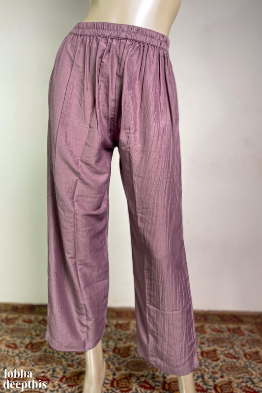 Onion Pink Nylon Silk Straight Pants - Lobha Deepthis