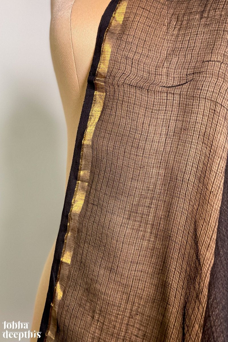 Plain Black Cotton Kota Doria Dupatta - Lobha Deepthis