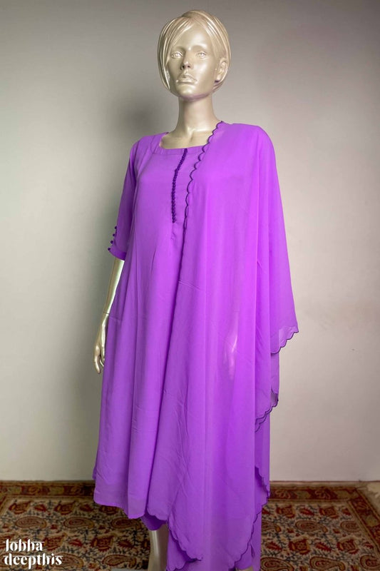 Potli Buttons on Lavender Georgette Kurta Set - Lobha Deepthis