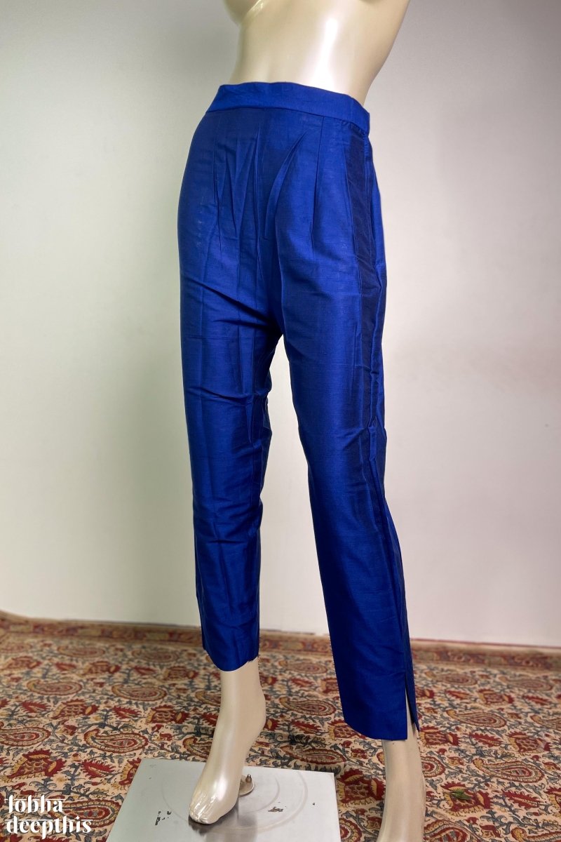Royal Blue Shade Slub Silk Pencil Pants- LobhaDeepthis – Lobha Deepthis