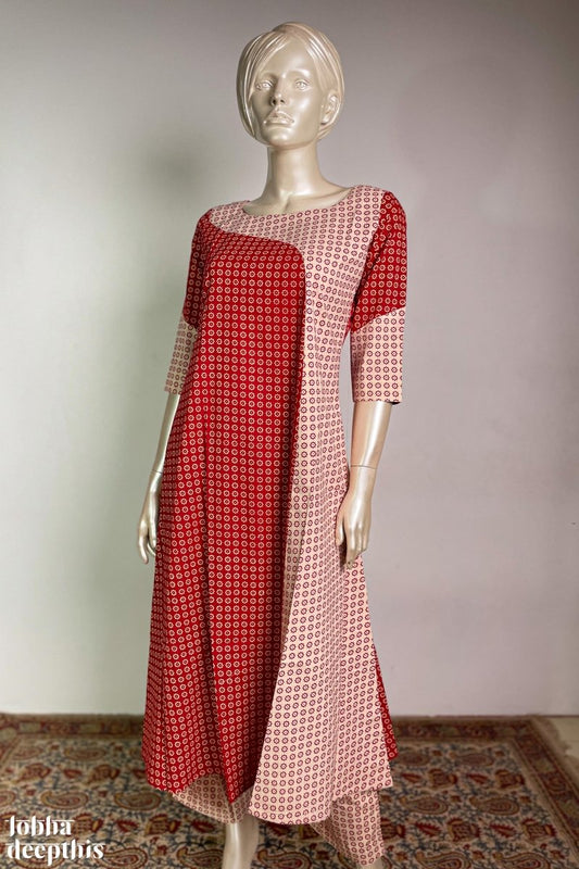 Stardust Print on Cotton Patchwork Kurta - Lobha Deepthis