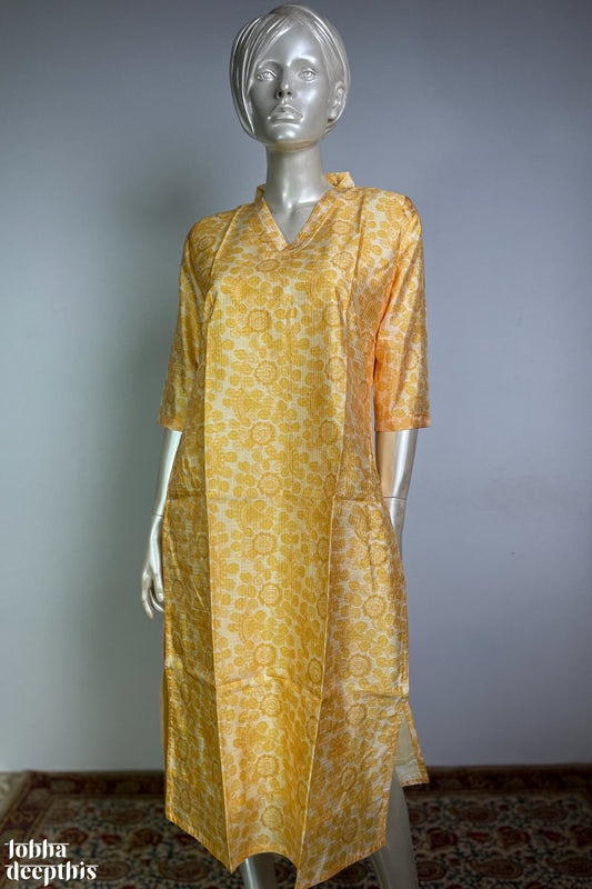 The Monsoon Pastels: Lemon Yellow Special Collar Kurta - Lobha Deepthis