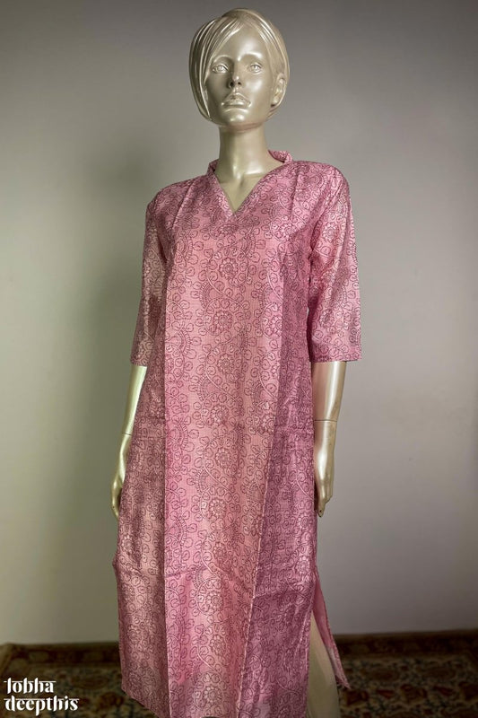 The Monsoon Pastels: Light Pink Special Collar Kurta - Lobha Deepthis