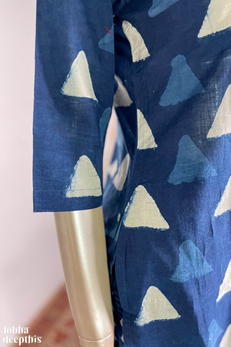 Triangles on Indigo Straight Kurta - Lobha Deepthis