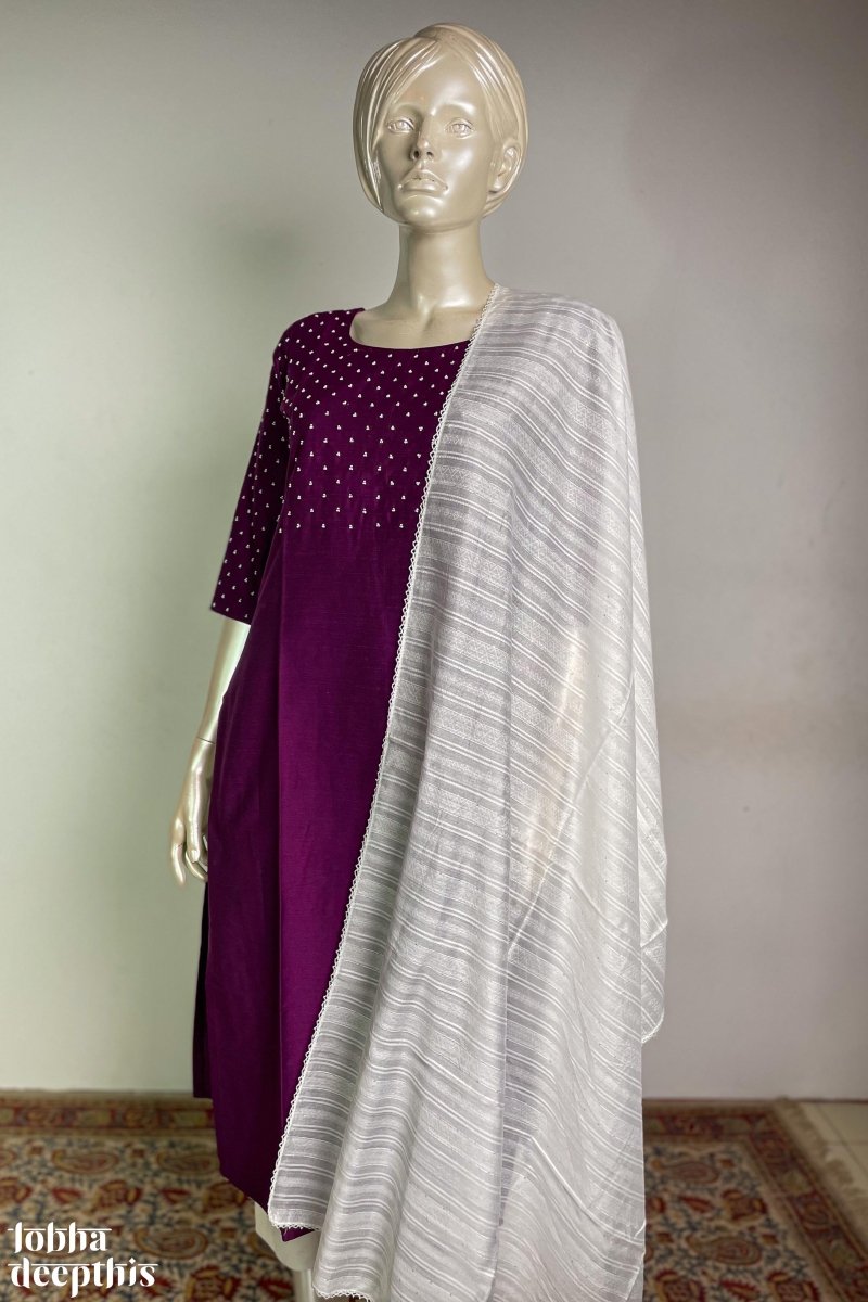 Vadamalli Beads Spreading Slub Silk Kurta - Lobha Deepthis